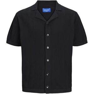 JACK & JONES Men's Jorvalencia Structure Knit Ss Polo Sn Shirt, Black, S JACK & JONES Men's Jorvalencia Structure Knit Ss Polo Sn Shirt, Black, S