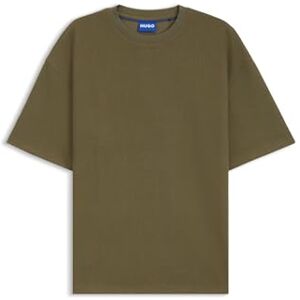 Hugo Boss Mens Nuwaffle Cotton-Jersey T-Shirt with Blue Logo Patch Hugo Boss Mens Nuwaffle Cotton-Jersey T-Shirt with Blue Logo Patch