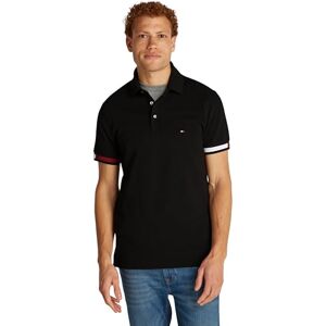 Tommy Hilfiger Men’s Short Sleeve Flag Cuff Slim Fit Polo Shirt, Black (Black), S Tommy Hilfiger Men’s Short Sleeve Flag Cuff Slim Fit Polo Shirt, Black (Black), S