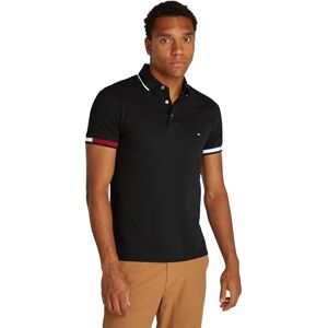 Tommy Hilfiger Men’s Short Sleeve Flag Cuff Slim Fit Polo Shirt, Black (Black), L Tommy Hilfiger Men’s Short Sleeve Flag Cuff Slim Fit Polo Shirt, Black (Black), L