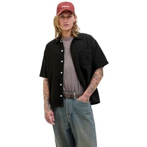 JACK & JONES Men's Jortavira Texture Shirt Ss, Black, M JACK & JONES Men's Jortavira Texture Shirt Ss, Black, M