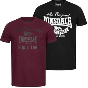 Lonsdale Men's Sussex Double Pack T-Shirt, Mens, T-Shirt, 115086, Black/Oxblood., XXX-Large Lonsdale Men's Sussex Double Pack T-Shirt, Mens, T-Shirt, 115086, Black/Oxblood., XXX-Large