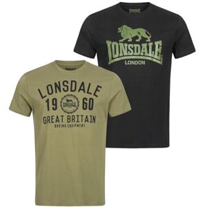 Lonsdale Men's Bangor Double Pack T-Shirt, Black/Olive, 4X-Large Lonsdale Men's Bangor Double Pack T-Shirt, Black/Olive, 4X-Large