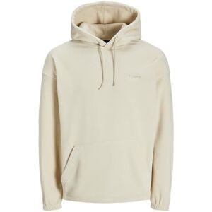 JACK & JONES Men's Jorvesterbro Sweat Fleece Hood Sweatshirt, Oatmeal/Print:with Back Print, S JACK & JONES Men's Jorvesterbro Sweat Fleece Hood Sweatshirt, Oatmeal/Print:with Back Print, S