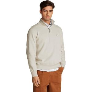 Tommy Hilfiger Men’s Essential Half Zip Fleece Sweatshirt, Beige (Heathered Oatmilk), S Tommy Hilfiger Men’s Essential Half Zip Fleece Sweatshirt, Beige (Heathered Oatmilk), S