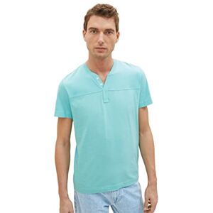 TOM TAILOR Men's 1036419 Serafino T-Shirt, 32036-Aqua Streaky Melange, L TOM TAILOR Men's 1036419 Serafino T-Shirt, 32036-Aqua Streaky Melange, L