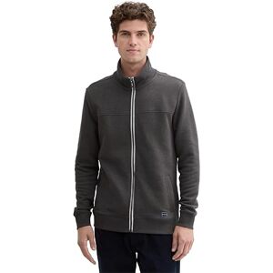 TOM TAILOR Men's Sweat Jacket with Stand-up Collar 1021269, 11086 Dark Grey Melange, XXL TOM TAILOR Men's Sweat Jacket with Stand-up Collar 1021269, 11086 Dark Grey Melange, XXL