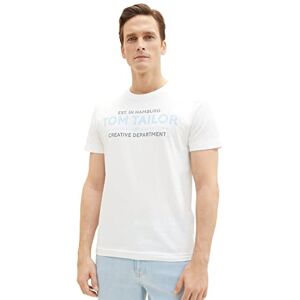 TOM TAILOR Men's 1038663 T-Shirt with Logo Print, 20000-White, XXL TOM TAILOR Men's 1038663 T-Shirt with Logo Print, 20000-White, XXL