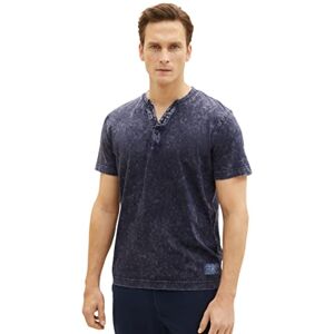 TOM TAILOR Men's 1036433 Serafino T-Shirt in Washed Look, 10668-Sky Captain Blue, M TOM TAILOR Men's 1036433 Serafino T-Shirt in Washed Look, 10668-Sky Captain Blue, M