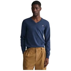 GANT Men's Classic Cotton V-Neck Jumper, Dark Denim Blue Melange, 4XL GANT Men's Classic Cotton V-Neck Jumper, Dark Denim Blue Melange, 4XL