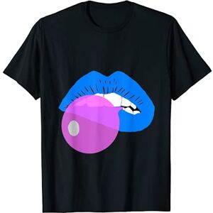 Candy Gumball Blue Lips Mouth Bubble Gum Kiss Chewing Bubblegum T-Shirt