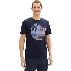 TOM TAILOR Men's 1037993 T-Shirt with Print, 10668-Sky Captain Blue, L TOM TAILOR Men's 1037993 T-Shirt with Print, 10668-Sky Captain Blue, L