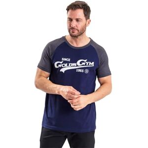 Gold's Gym GGTS153 Men's Crew Neck Top Vintage Graphic Chest Short Sleeved T-Shirt, Navy/Charcoal Marl/White, XL Gold's Gym GGTS153 Men's Crew Neck Top Vintage Graphic Chest Short Sleeved T-Shirt, Navy/Charcoal Marl/White, XL