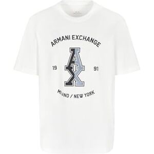 Armani Exchange Men's The Grid, Sustainable, Color Contrast Embroidered Logo T-Shirt, Off White, XS Armani Exchange Men's The Grid, Sustainable, Color Contrast Embroidered Logo T-Shirt, Off White, XS