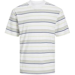 JACK & JONES Men's Jcolotus Tee SS Crew Neck T-Shirt, White/Stripes: Desert/Blue/Lime, XS JACK & JONES Men's Jcolotus Tee SS Crew Neck T-Shirt, White/Stripes: Desert/Blue/Lime, XS