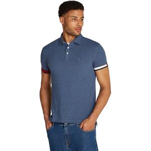 Tommy Hilfiger Men’s Short Sleeve Flag Cuff Slim Fit Polo Shirt, Blue (Faded Indigo Heather), XXL Tommy Hilfiger Men’s Short Sleeve Flag Cuff Slim Fit Polo Shirt, Blue (Faded Indigo Heather), XXL