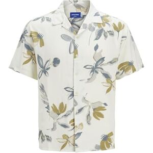 JACK & JONES Men's Jorluke Varenna AOP Shirt Ss, Cloud Dancer, L JACK & JONES Men's Jorluke Varenna AOP Shirt Ss, Cloud Dancer, L