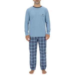 pierre cardin underwear Men's Long Cotton Pyjamas, Men's Sleepwear, T-Shirt and Trousers Set, Light blue/blue, M pierre cardin underwear Men's Long Cotton Pyjamas, Men's Sleepwear, T-Shirt and Trousers Set, Light blue/blue, M