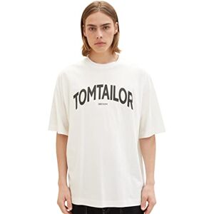 Tom Tailor Denim Men's 1036472 Oversize T-Shirt with Logo Print, 12906 Wool White, L Tom Tailor Denim Men's 1036472 Oversize T-Shirt with Logo Print, 12906 Wool White, L
