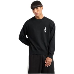 Armani Exchange Men's The Grid, Sustainable, Jacquard Logo Pullover Sweater, Black, M Armani Exchange Men's The Grid, Sustainable, Jacquard Logo Pullover Sweater, Black, M