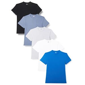 Lower East Basic Short Sleeved Men's T-Shirt, Pack of 5, White / Grey Melange / Red / Forged Iron / Black, 3XL Lower East Basic Short Sleeved Men's T-Shirt, Pack of 5, White / Grey Melange / Red / Forged Iron / Black, 3XL