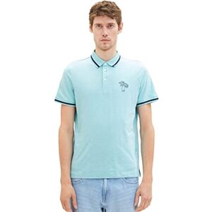 TOM TAILOR Men's 1036379 Palm Tree Print Polo Shirt, 31046-Blue Tibetan Stone, L TOM TAILOR Men's 1036379 Palm Tree Print Polo Shirt, 31046-Blue Tibetan Stone, L