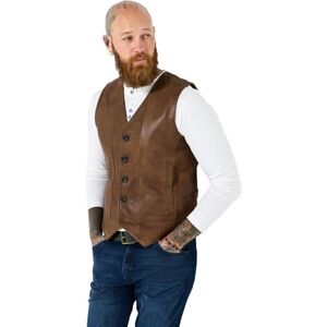 Joe Browns Mens Premium Button-up Leather Waistcoat, Brown, XL UK Joe Browns Mens Premium Button-up Leather Waistcoat, Brown, XL UK