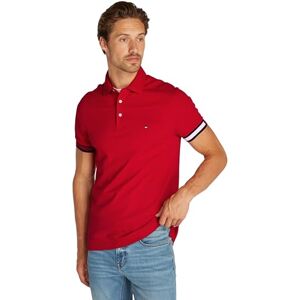 Tommy Hilfiger Men’s Short Sleeve Flag Cuff Slim Fit Polo Shirt, Multicolor (Medium Red), M Tommy Hilfiger Men’s Short Sleeve Flag Cuff Slim Fit Polo Shirt, Multicolor (Medium Red), M