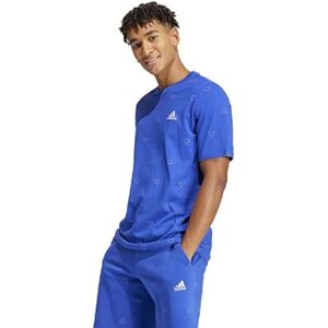 adidas Men's Seasonal Essentials Monogram Graphic Tee, semi Lucid Blue, L adidas Men's Seasonal Essentials Monogram Graphic Tee, semi Lucid Blue, L
