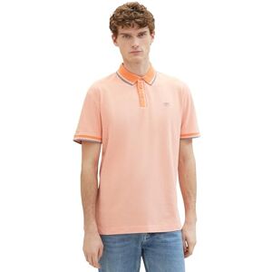TOM TAILOR Men's Basic Pique Polo Shirt, 35202 White Orange Twotone, XL TOM TAILOR Men's Basic Pique Polo Shirt, 35202 White Orange Twotone, XL