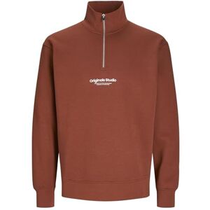 JACK & JONES Men's Jorvesterbro Sweat Quarter Zip Hn Noos Sweatshirt, Brandy Brown, M JACK & JONES Men's Jorvesterbro Sweat Quarter Zip Hn Noos Sweatshirt, Brandy Brown, M