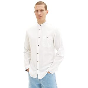 TOM TAILOR Men's 1036214 Slim fit Shirt with Stand-up Collar, 10332-Off White, XL TOM TAILOR Men's 1036214 Slim fit Shirt with Stand-up Collar, 10332-Off White, XL