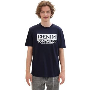 Tom Tailor Denim Men's 1042070 T-Shirt with Logo Print, 10668-Sky Captain Blue, XS Tom Tailor Denim Men's 1042070 T-Shirt with Logo Print, 10668-Sky Captain Blue, XS