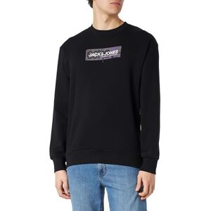JACK & JONES Men's Jcoaop Logo Sweat Crew Neck Gc Sweatshirt, Black, M JACK & JONES Men's Jcoaop Logo Sweat Crew Neck Gc Sweatshirt, Black, M