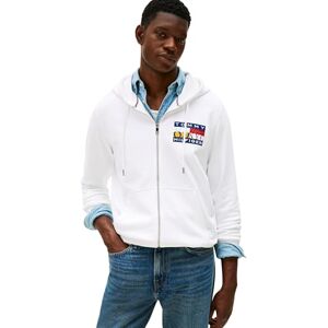 Tommy Hilfiger Men’s Colour Flag Zip Through Hoodie with Logo, White (White), L Tommy Hilfiger Men’s Colour Flag Zip Through Hoodie with Logo, White (White), L