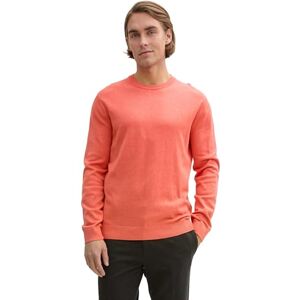 TOM TAILOR Men's 1039810 Knitted Jumper with Crew Neck, 37099-Coral Red Melange, 3XL TOM TAILOR Men's 1039810 Knitted Jumper with Crew Neck, 37099-Coral Red Melange, 3XL