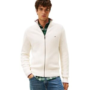 Tommy Hilfiger Men’s Zip Through Ribbed Jumper with Stand Collar, Off-White (Ivory Petal), XL Tommy Hilfiger Men’s Zip Through Ribbed Jumper with Stand Collar, Off-White (Ivory Petal), XL