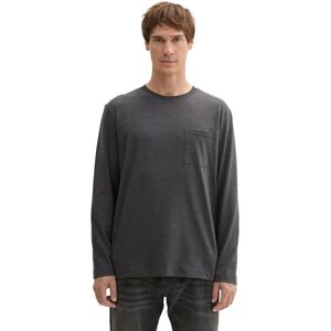 TOM TAILOR Men's 1043414 Long-Sleeved T-Shirt, 10617-Black Grey Melange, M TOM TAILOR Men's 1043414 Long-Sleeved T-Shirt, 10617-Black Grey Melange, M