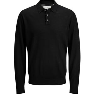 JACK & JONES Men's Jprccmerino Knit Polo Sn, Black, L JACK & JONES Men's Jprccmerino Knit Polo Sn, Black, L