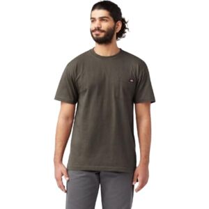 Dickies Men's Short Sleeve Heavyweight Crew Neck Pocket T-Shirt Henley, Black Olive, S Dickies Men's Short Sleeve Heavyweight Crew Neck Pocket T-Shirt Henley, Black Olive, S