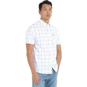 Tommy Jeans Men's Tjm Reg Check Poplin Ss Shirt Casual Shirts, White, XXS Tommy Jeans Men's Tjm Reg Check Poplin Ss Shirt Casual Shirts, White, XXS