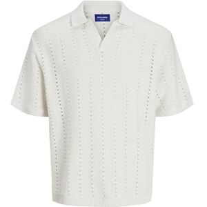 JACK & JONES Men's Plain Polo Shirt Jorparos Knit Easter Ss Crochet Polo, Sea Salt, XL JACK & JONES Men's Plain Polo Shirt Jorparos Knit Easter Ss Crochet Polo, Sea Salt, XL
