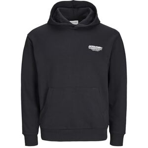 JACK & JONES Men's Jjolive Sweat Hood Pls Sweatshirt, Black/Print, 4XL Große Größen JACK & JONES Men's Jjolive Sweat Hood Pls Sweatshirt, Black/Print, 4XL Große Größen