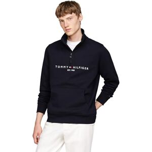 Tommy Hilfiger Men’s Logo Mock Neck Zipped Logo Sweatshirt with Kangaroo Pocket, Blue (Desert Sky), M Tommy Hilfiger Men’s Logo Mock Neck Zipped Logo Sweatshirt with Kangaroo Pocket, Blue (Desert Sky), M