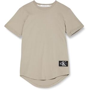 Calvin Klein Men's Badge Short Turn Up Sleeve Round Neck T-Shirt, Beige (Elephant Skin), XXL Calvin Klein Men's Badge Short Turn Up Sleeve Round Neck T-Shirt, Beige (Elephant Skin), XXL