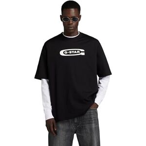 G-STAR Men's Old School Logo Boxy T-Shirt, Black (dk black D23904-C336-6484), M G-STAR Men's Old School Logo Boxy T-Shirt, Black (dk black D23904-C336-6484), M