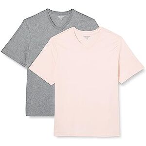 Amazon Essentials Men's T-Shirt Regular-Fit Short-Sleeve V-Neck (Available in Big & Tall), Pack of 2, Grey Heather/Pale Pink, Medium Amazon Essentials Men's T-Shirt Regular-Fit Short-Sleeve V-Neck (Available in Big & Tall), Pack of 2, Grey Heather/Pale Pink, Medium