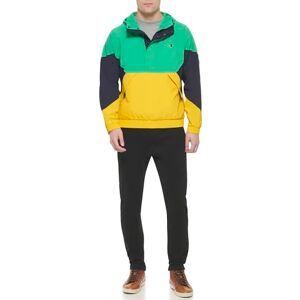 Tommy Hilfiger Men's Retro Lightweight Taslan Hooded Popover Water Resistant Windbreaker Jacket, Aqua Green/Navy/Yellow, Medium Tommy Hilfiger Men's Retro Lightweight Taslan Hooded Popover Water Resistant Windbreaker Jacket, Aqua Green/Navy/Yellow, Medium