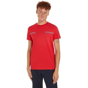 Tommy Hilfiger Men Short-Sleeve T-Shirt Stripe Chest Tee Crew Neck, Red (Primary Red), XS Tommy Hilfiger Men Short-Sleeve T-Shirt Stripe Chest Tee Crew Neck, Red (Primary Red), XS