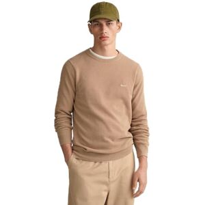 GANT Men's Cotton Pique C-neck Pullover Sweater , Dark Khaki,L GANT Men's Cotton Pique C-neck Pullover Sweater , Dark Khaki,L